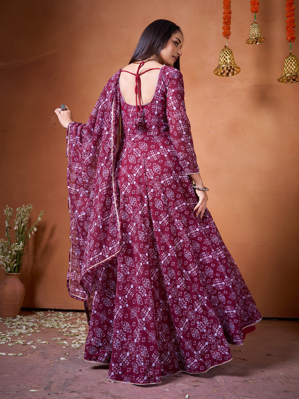 Maroon Digital Printed Kurti