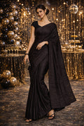 Black Satin Silk Saree