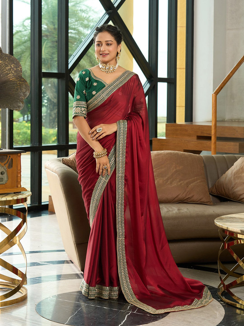 Maroon Rangoli Silk Saree