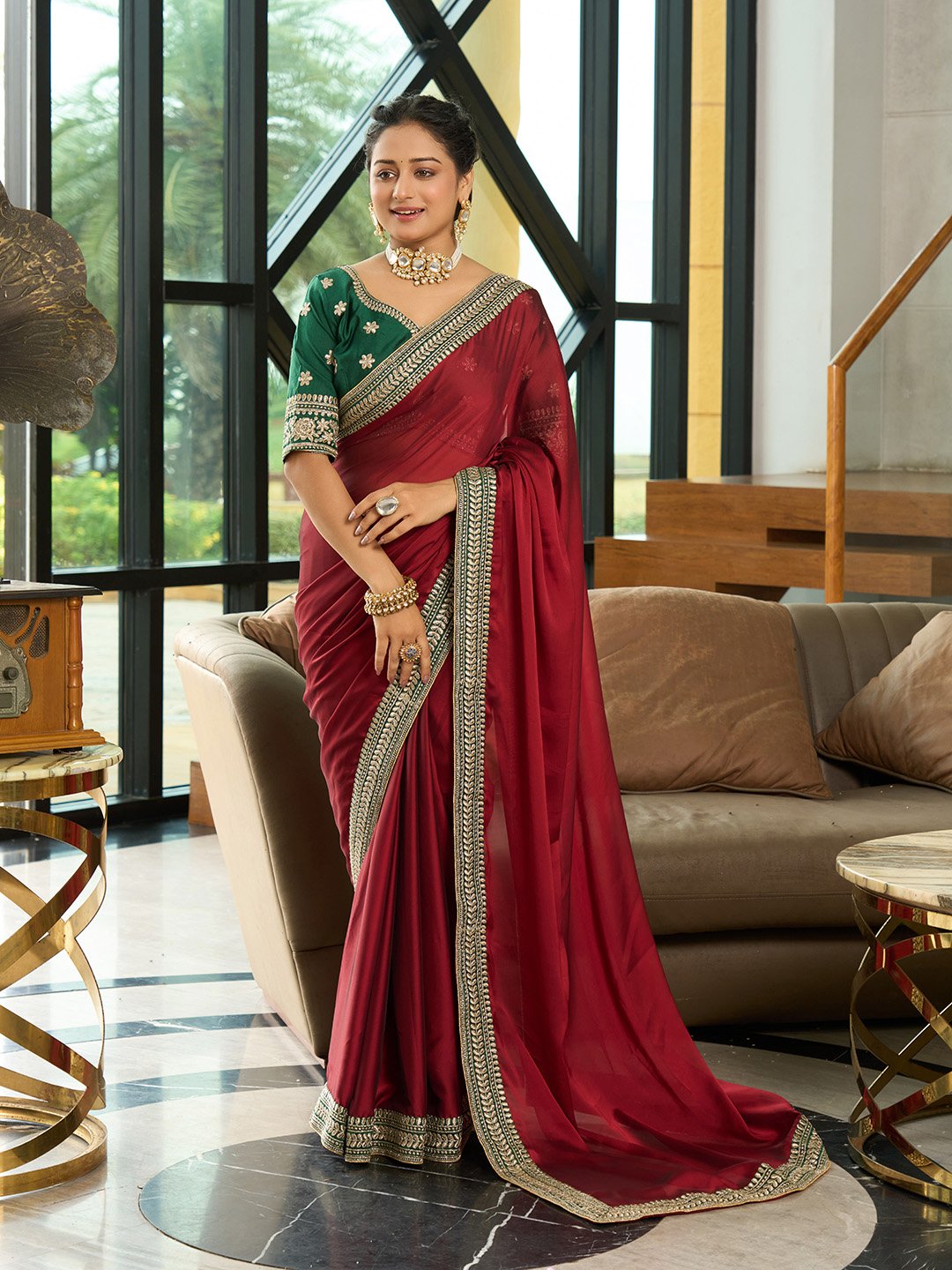 Maroon Rangoli Silk Saree