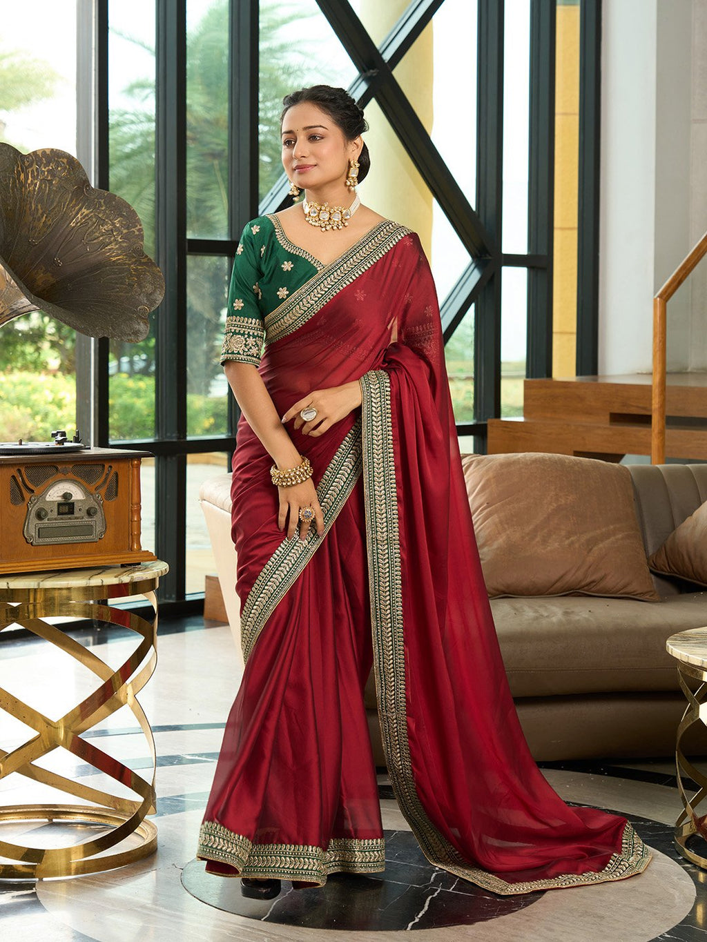 Maroon Rangoli Silk Saree