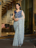 Grey Net Saree