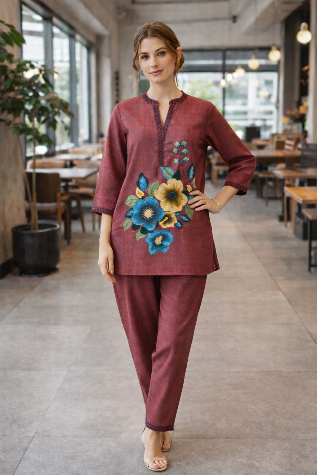 011 Maroon Co-ord Set - Atsevam
