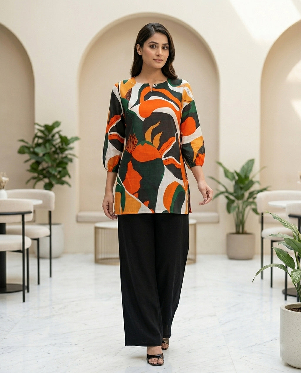 Multicolor Cotton Embroidered Co-ord Set for Women