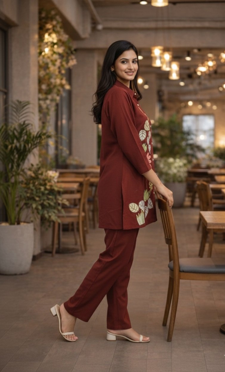 07 Maroon Co-ord Set - Atsevam