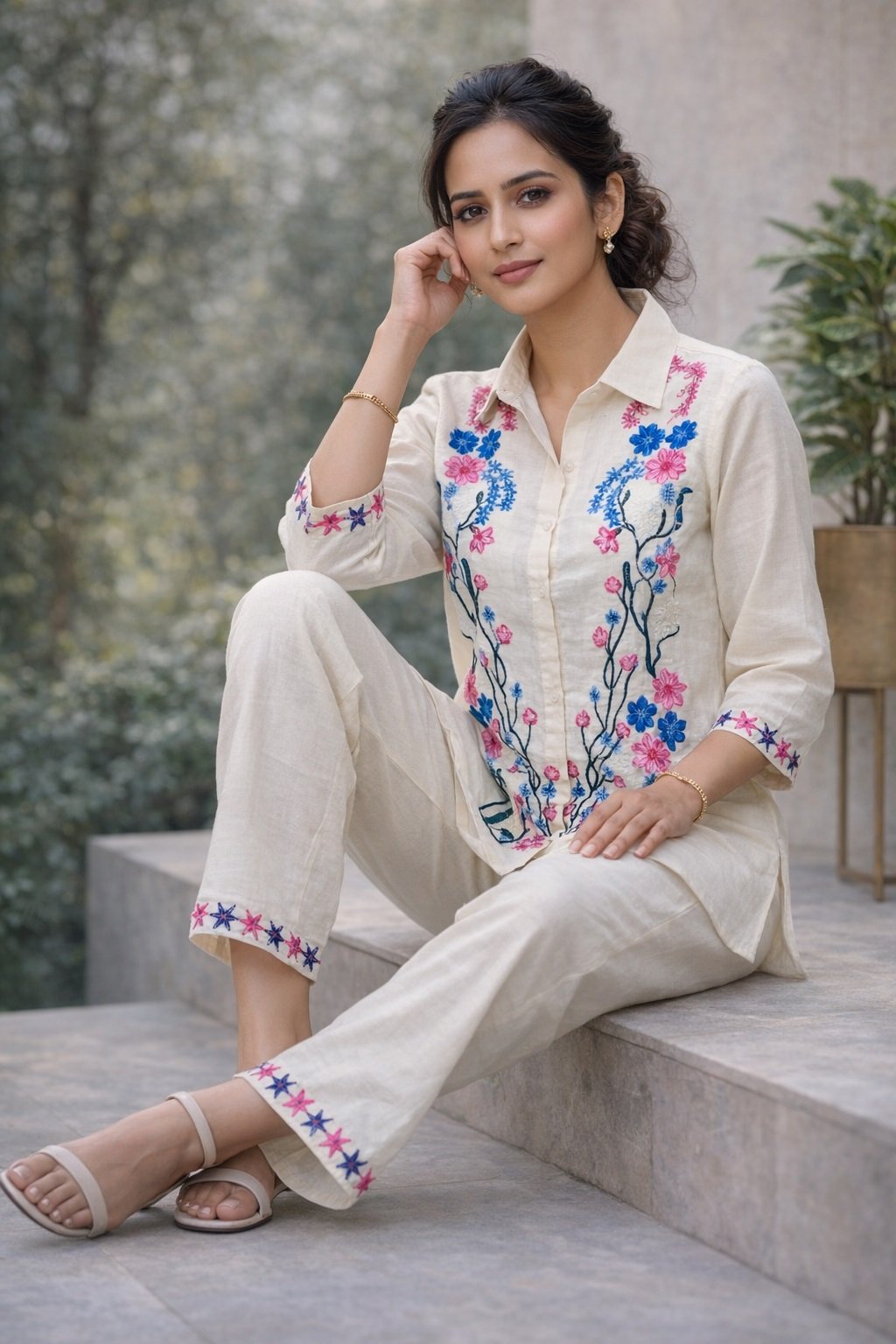 08 White Co-ord Set - Atsevam