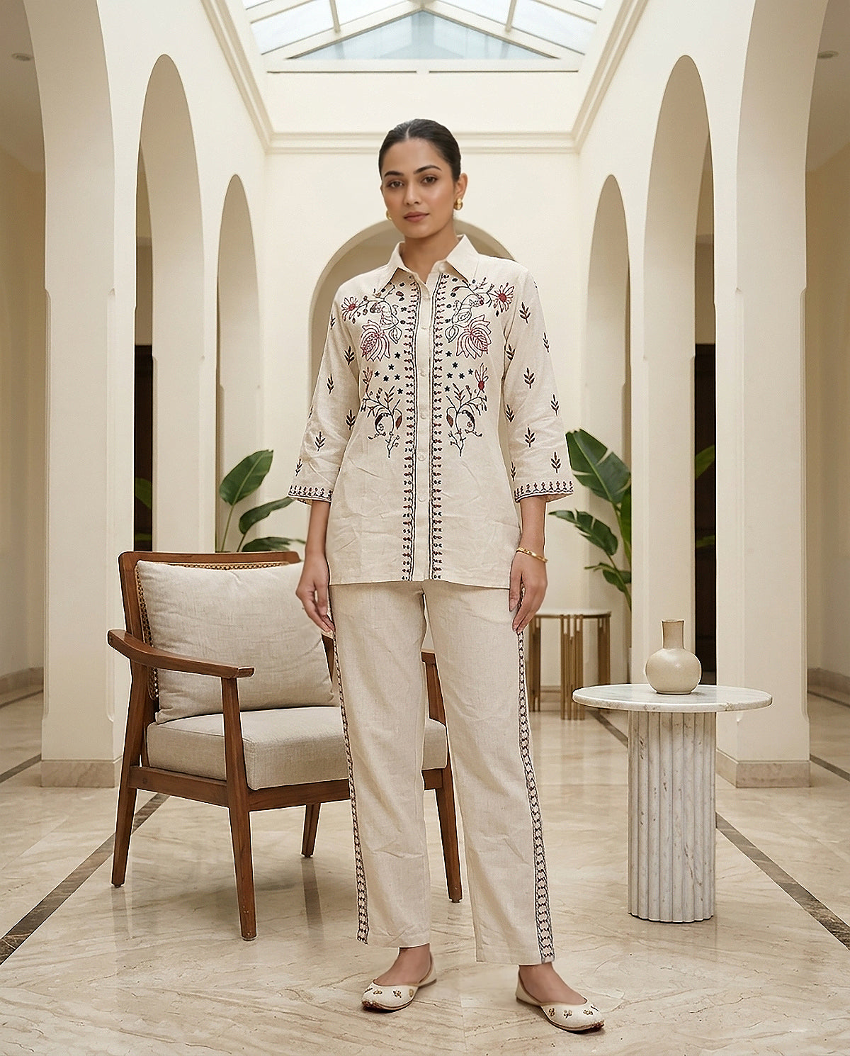 30 Cream Co-ord Set - Atsevam