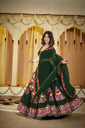 Women's Green Georgette Traditional Kutchi Embroidery with Mirror Work Semi Stitched Lehenga Choli With Dupatta (Nav_11_Green)