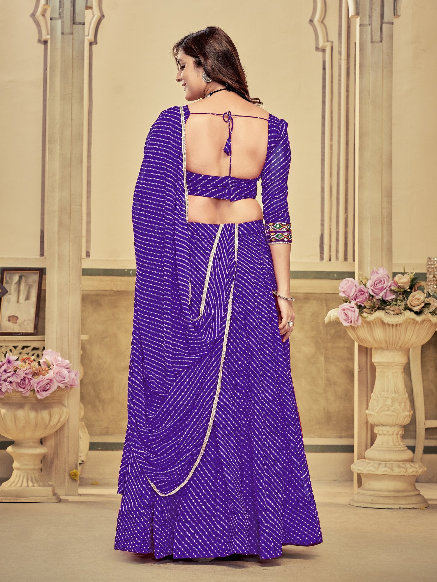 Women's Purple Georgette Embroidery and Printed Semi Stitched Lehenga Choli With Dupatta (Nav_12_Purple)