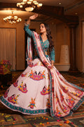 Women's Light Pink Crepe Printed Work Semi Stitched Lehenga Choli With Dupatta (Nav_33_Light Pink)