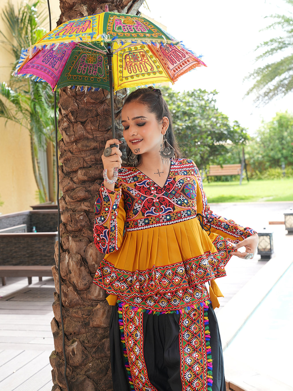 Women's Cotton Ethnic Motif Embroidered & Moti Work Co-Ord Set