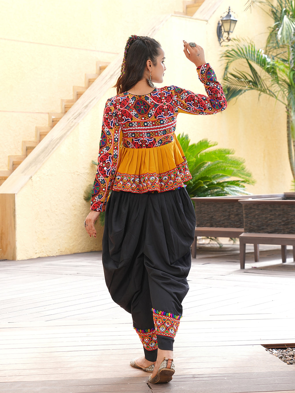Women's Cotton Ethnic Motif Embroidered & Moti Work Co-Ord Set