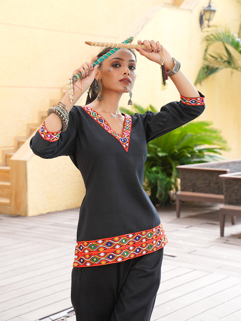 Women's Cotton Ethnic Motif Embroidered Co-Ord Set