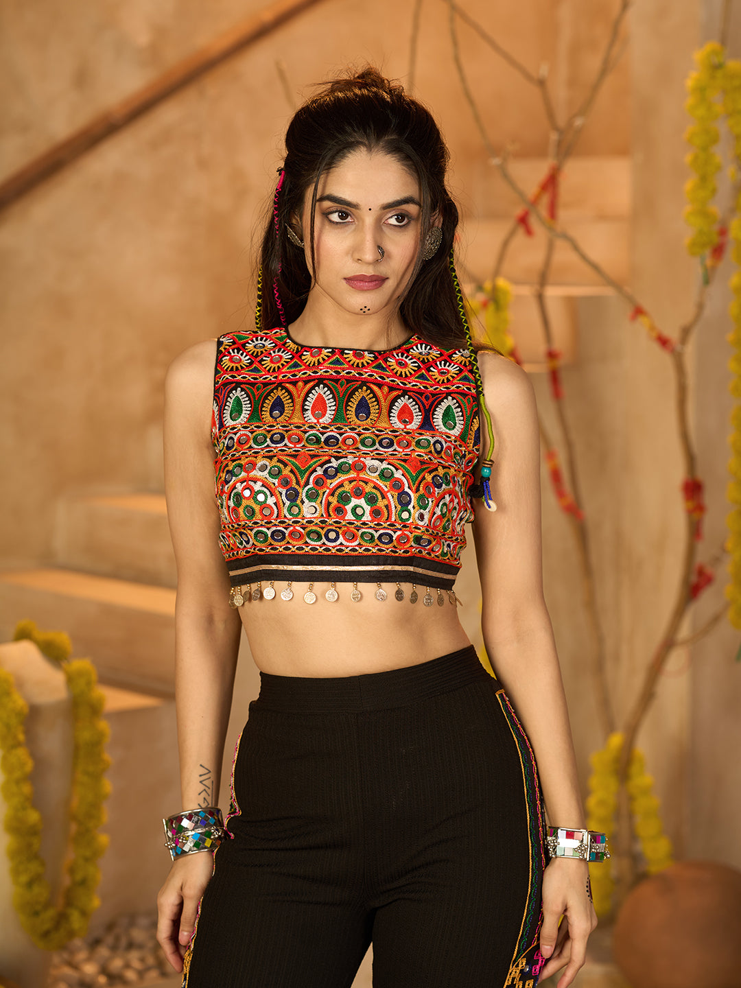 Women's Polyester Ethnic Motif Embroidered Co-Ord Set