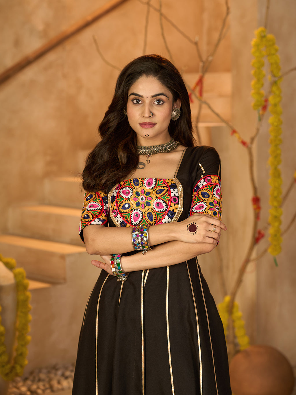Women's Cotton Ethnic Motif Embroidered Co-Ord Set